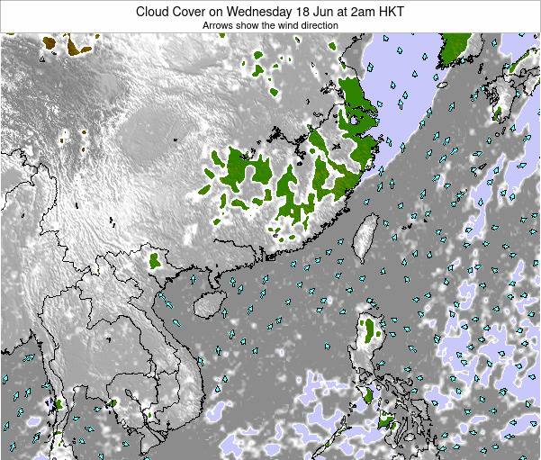 Hong Kong Cloud Cover on Wednesday 18 Jun at 2am HKT map