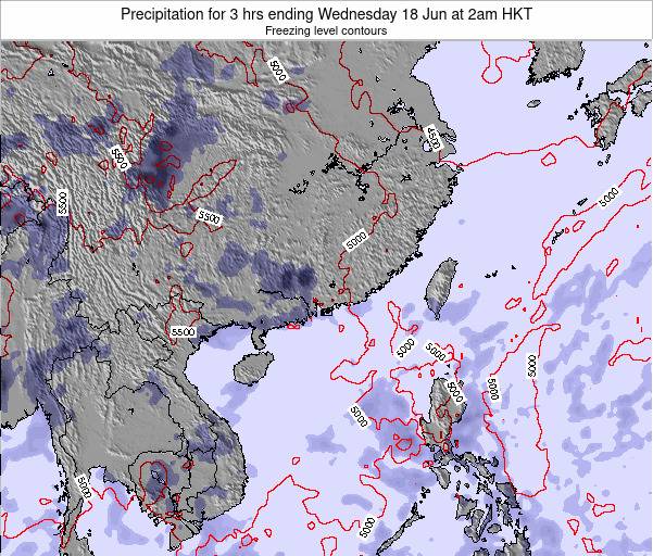 Hong Kong Precipitation for 3 hrs ending Wednesday 18 Jun at 2am HKT map
